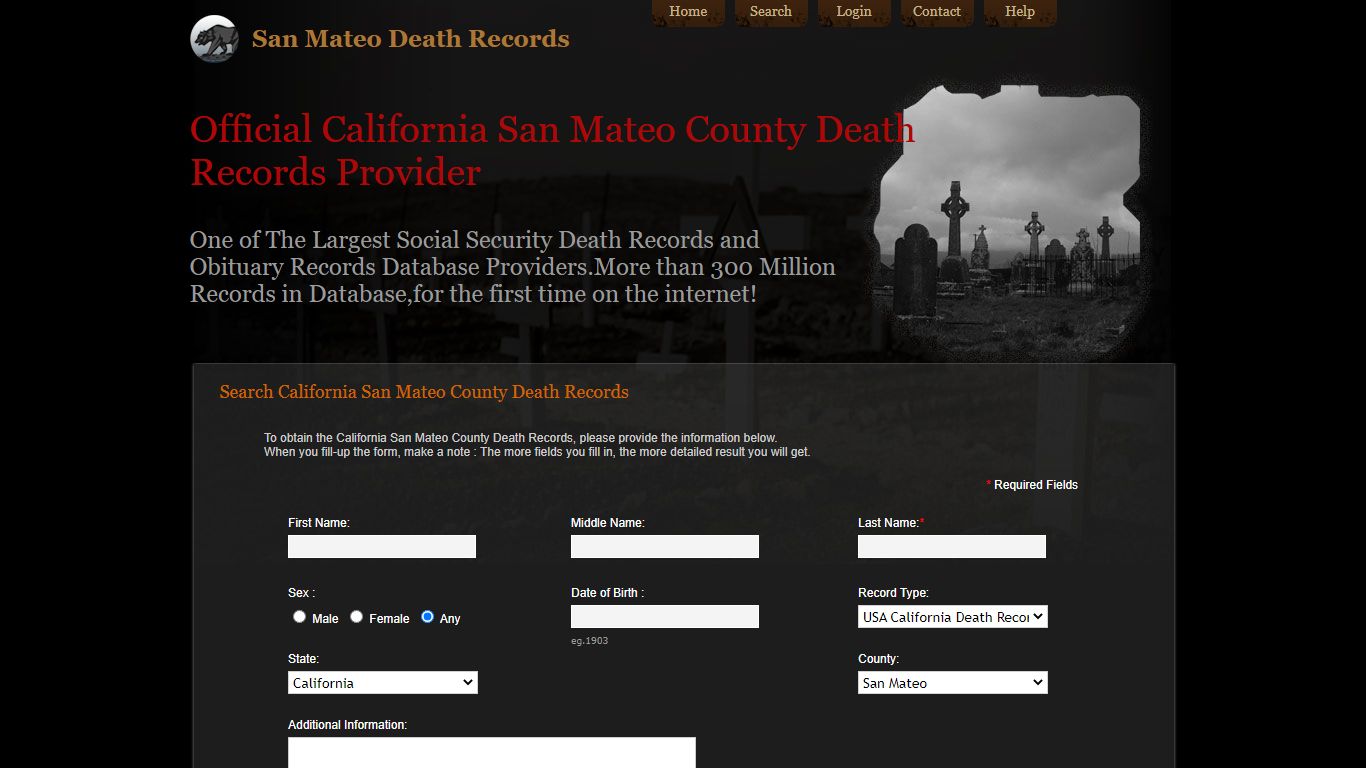San Mateo County Public Records. Death Records. California ...