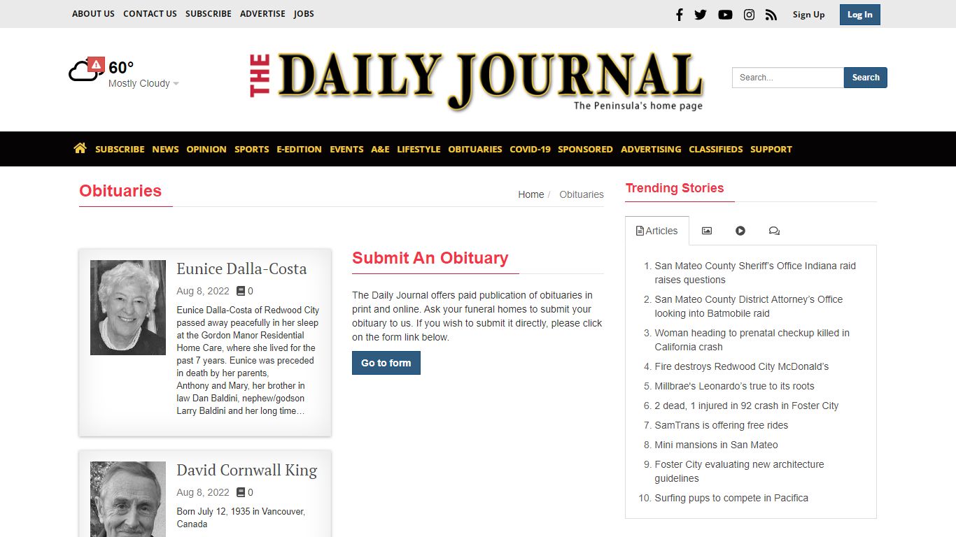Obituaries - San Mateo Daily Journal
